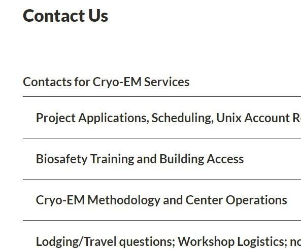 CryoEM Contact List